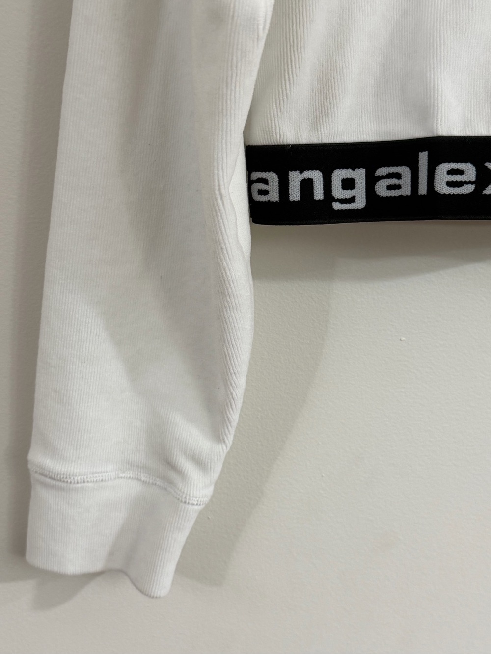 Alexander Wang Women’s Medium Cropped Logo Hoodie White Terry Cloth Athleisure - Picture 6 of 13